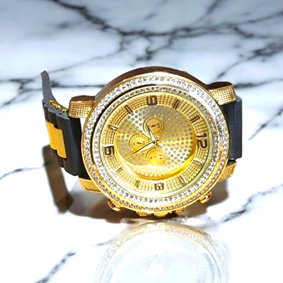 Gold And Black Chronograph Fashion Watch